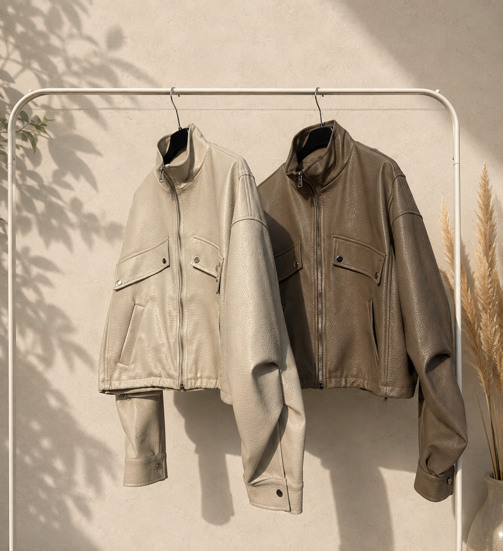 Ambika - Bruin Leather-Look Bomberjack