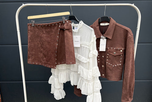Ambika - Bruin Broekrokje Met Studs