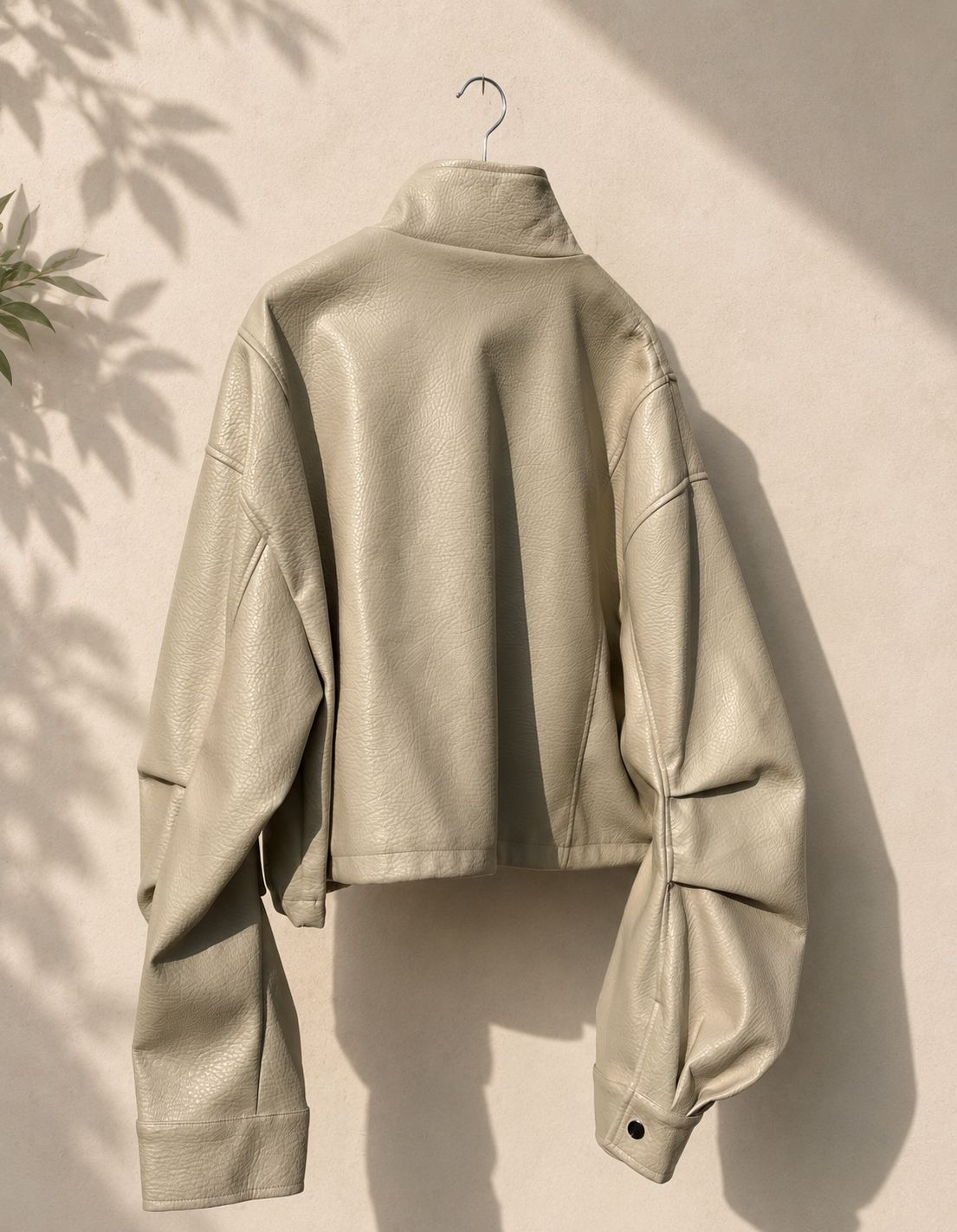 Ambika - Beige Leather-Look Bomberjack
