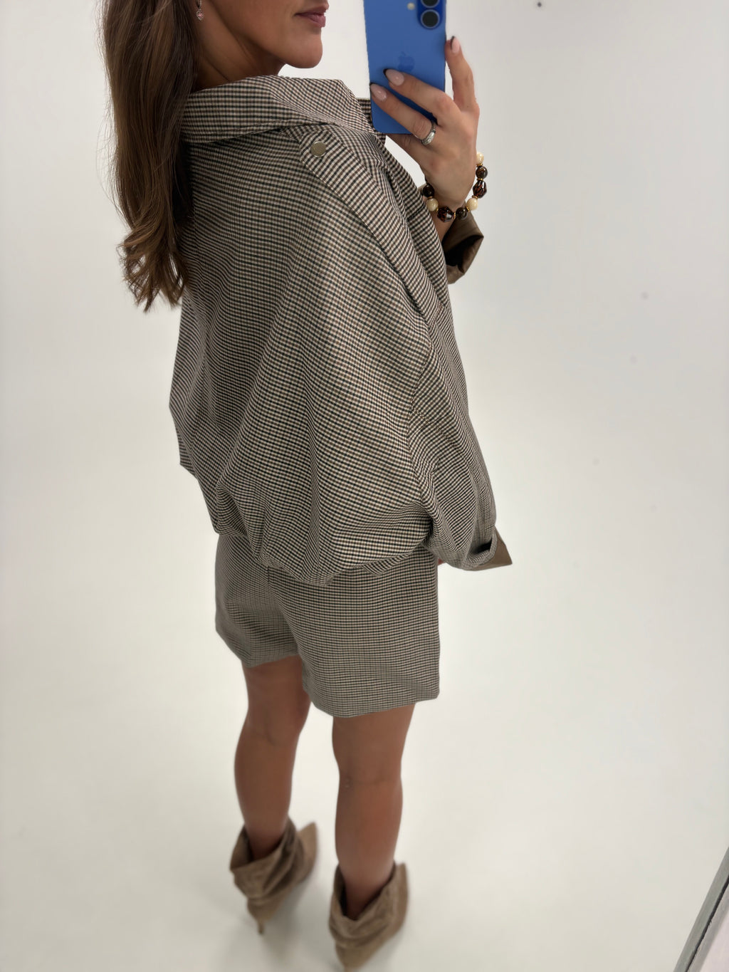 Geruite Bomber & Short Set