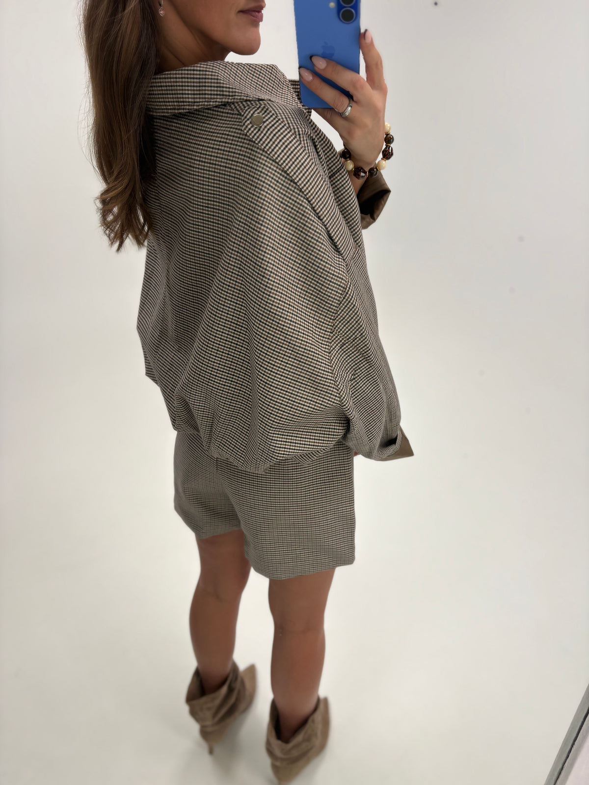 Geruite Bomber & Short Set
