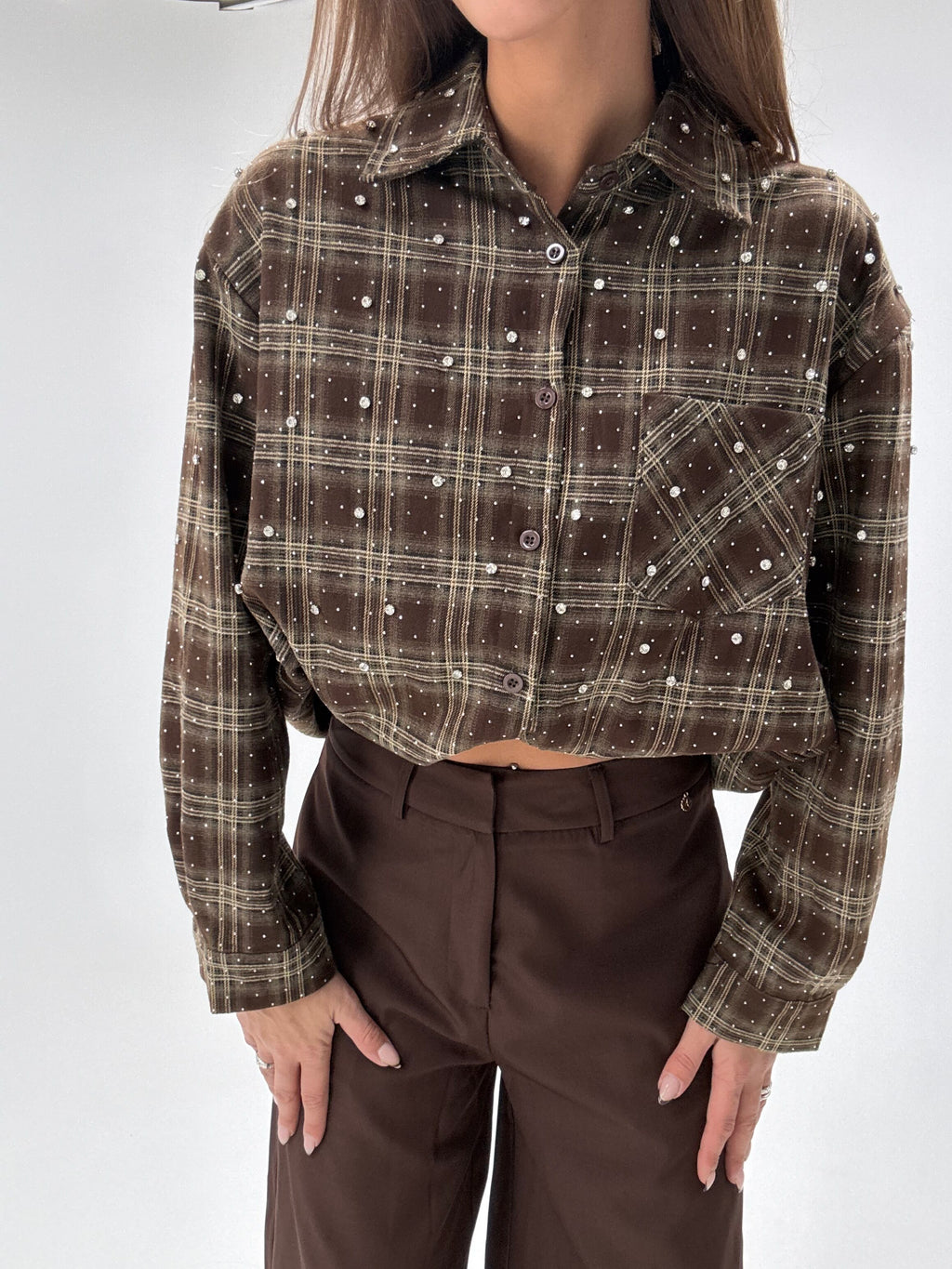 Houthakkers blouse met glitters