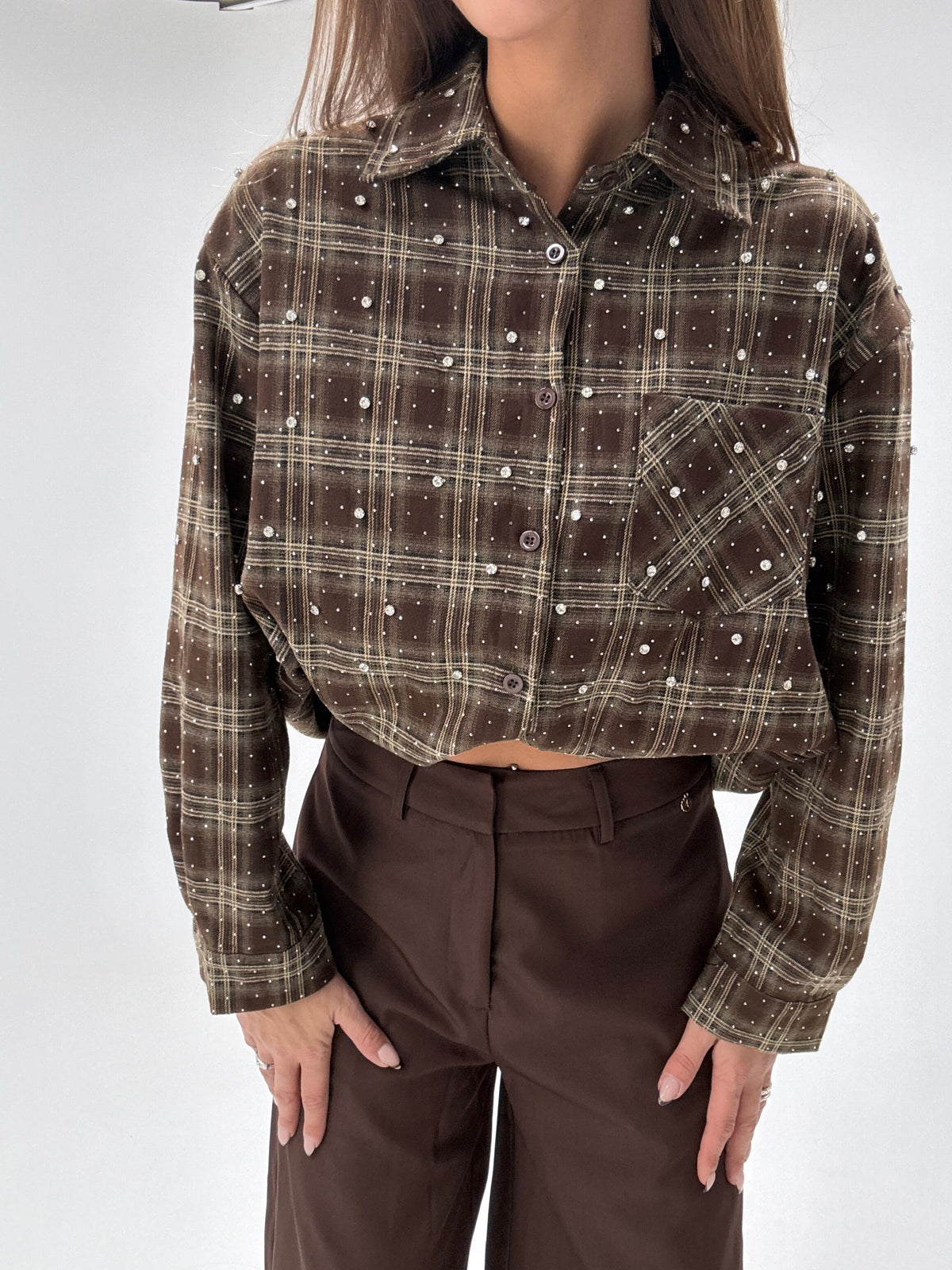 Houthakkers blouse met glitters