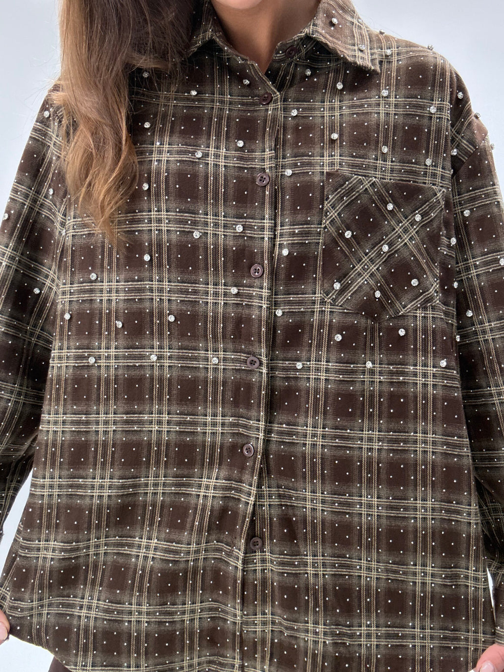 Houthakkers blouse met glitters