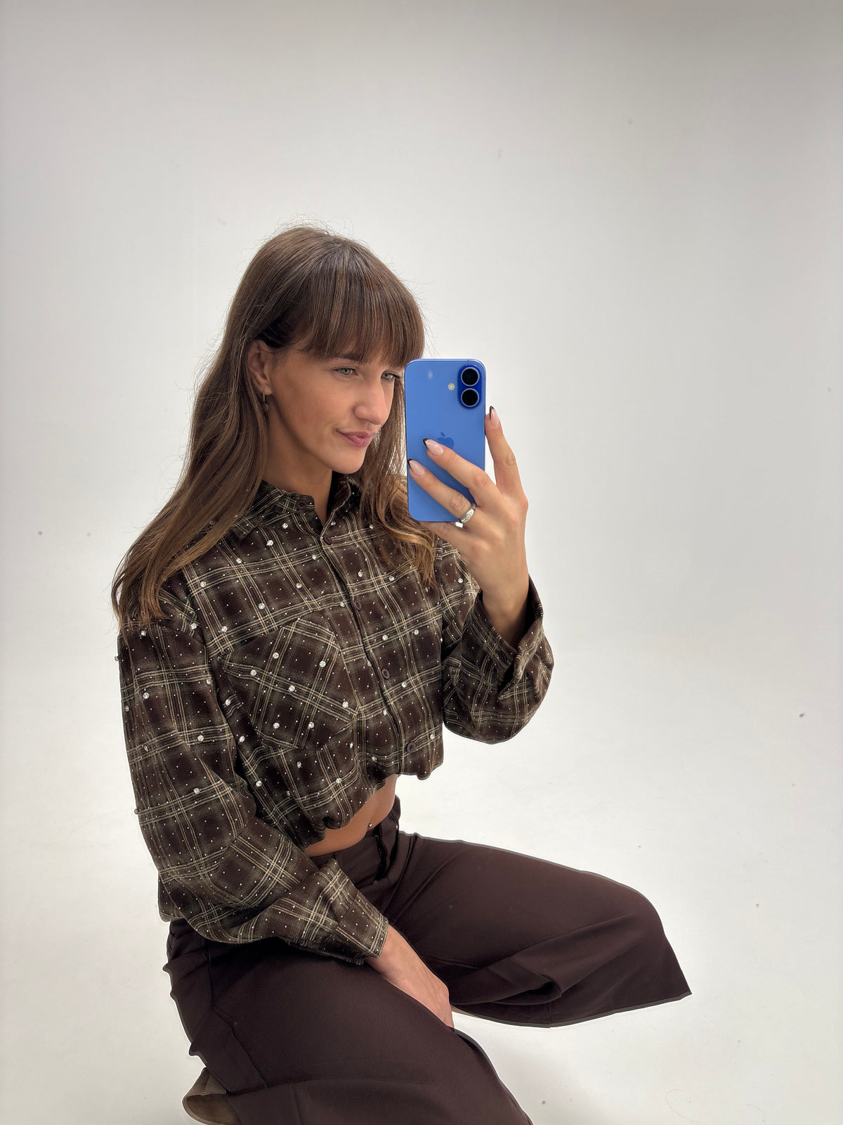 Houthakkers blouse met glitters