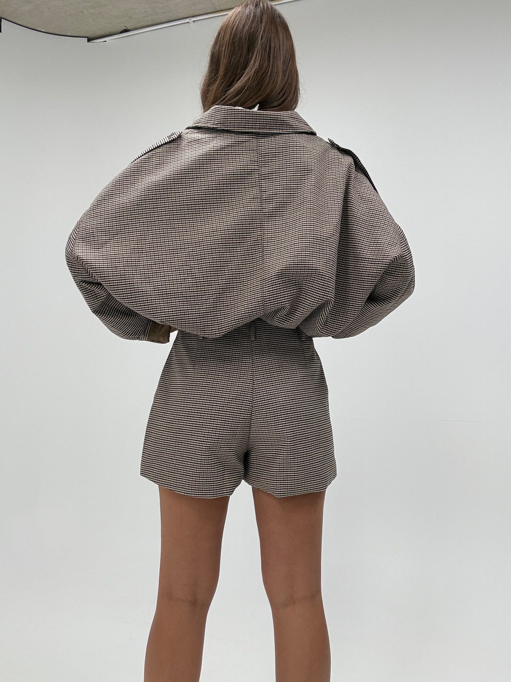 Geruite Bomber & Short Set